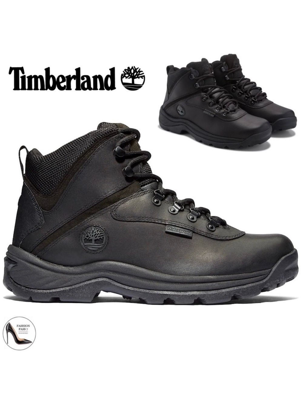 Timberland Men's White Ledge Black Leather Waterproof Hiking Boot Winter Snow 10